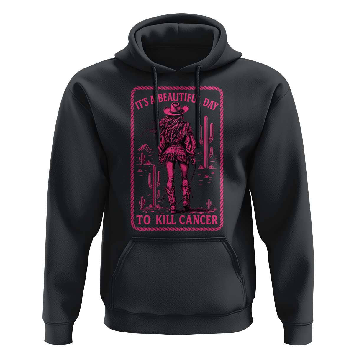 Cowgirl Breast Cancer Hoodie Beautiful Day To Kill Cancer Vintage Western Pink - Wonder Print Shop
