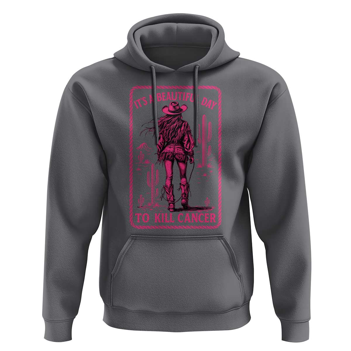 Cowgirl Breast Cancer Hoodie Beautiful Day To Kill Cancer Vintage Western Pink - Wonder Print Shop