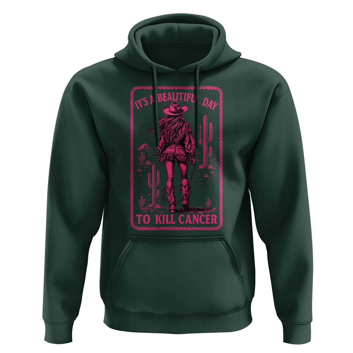 Cowgirl Breast Cancer Hoodie Beautiful Day To Kill Cancer Vintage Western Pink - Wonder Print Shop
