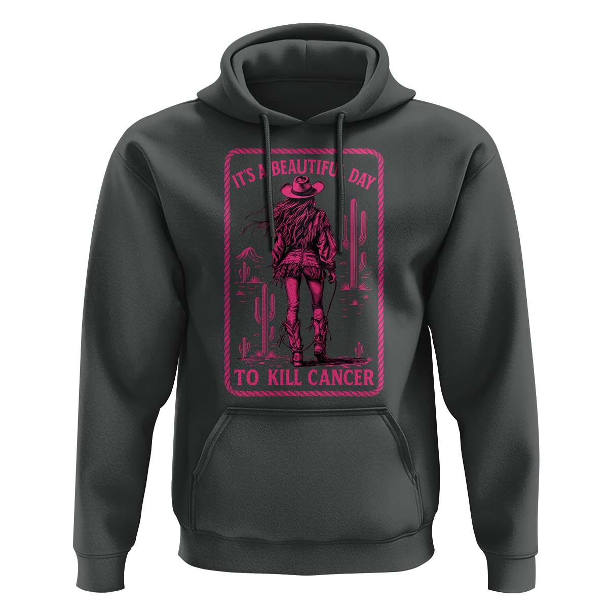 Cowgirl Breast Cancer Hoodie Beautiful Day To Kill Cancer Vintage Western Pink - Wonder Print Shop