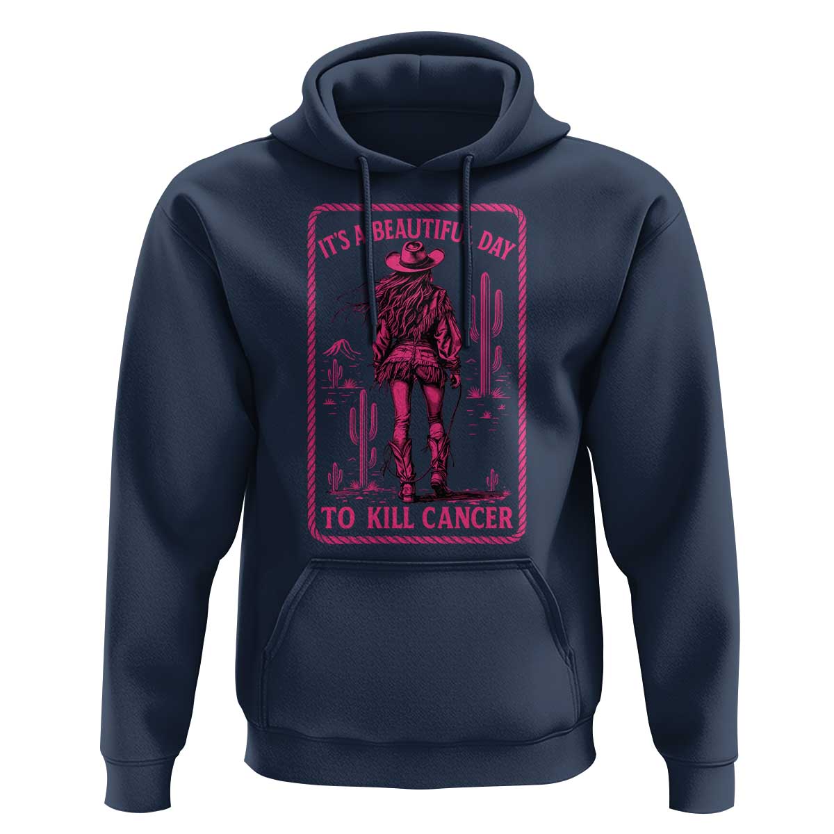 Cowgirl Breast Cancer Hoodie Beautiful Day To Kill Cancer Vintage Western Pink - Wonder Print Shop