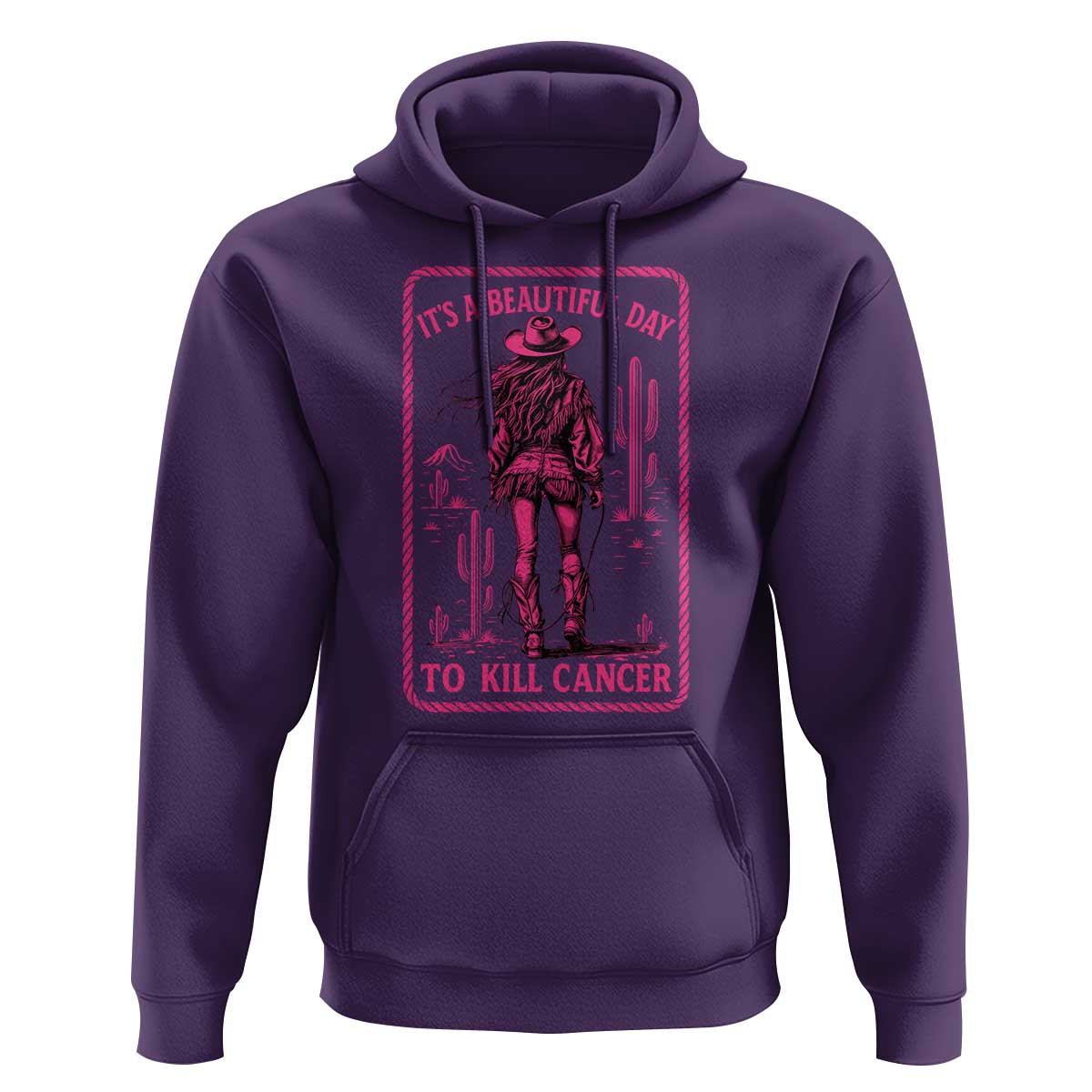 Cowgirl Breast Cancer Hoodie Beautiful Day To Kill Cancer Vintage Western Pink - Wonder Print Shop