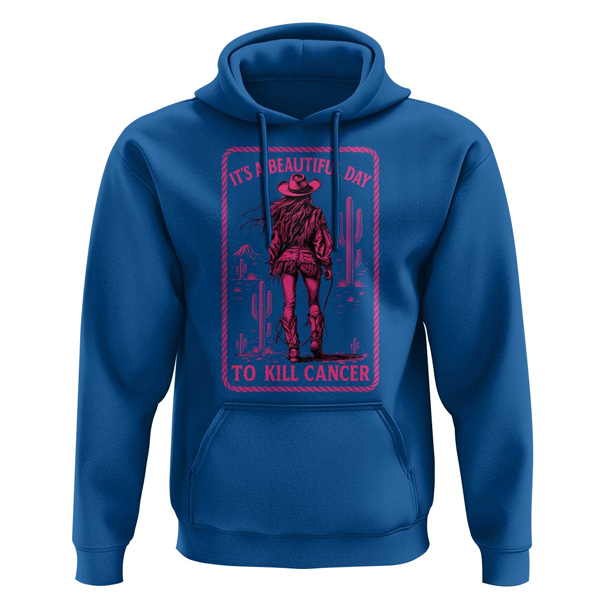 Cowgirl Breast Cancer Hoodie Beautiful Day To Kill Cancer Vintage Western Pink - Wonder Print Shop