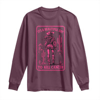 Cowgirl Breast Cancer Long Sleeve Shirt Beautiful Day To Kill Cancer Vintage Western Pink - Wonder Print Shop