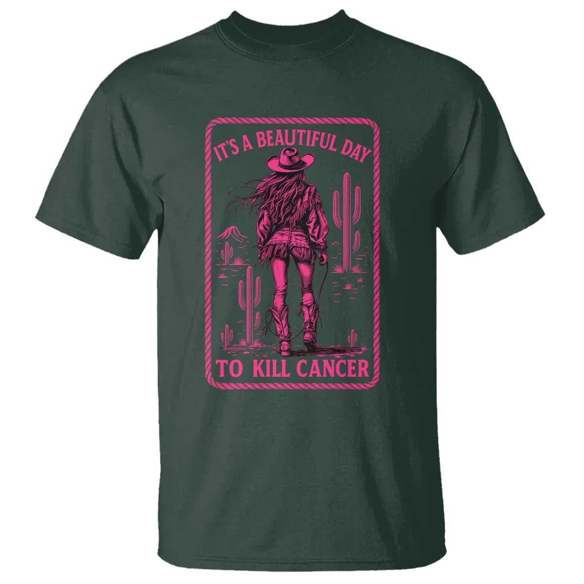 Cowgirl Breast Cancer T Shirt Beautiful Day To Kill Cancer Vintage Western Pink - Wonder Print Shop