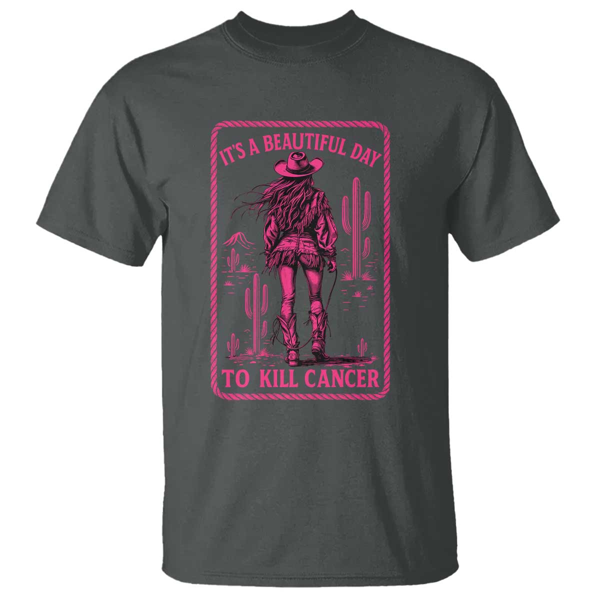 Cowgirl Breast Cancer T Shirt Beautiful Day To Kill Cancer Vintage Western Pink - Wonder Print Shop