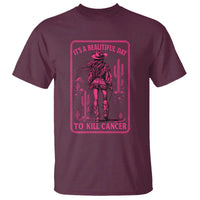 Cowgirl Breast Cancer T Shirt Beautiful Day To Kill Cancer Vintage Western Pink - Wonder Print Shop