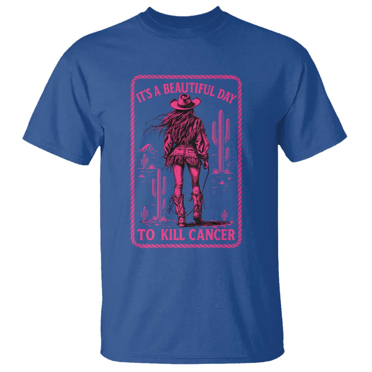 Cowgirl Breast Cancer T Shirt Beautiful Day To Kill Cancer Vintage Western Pink - Wonder Print Shop