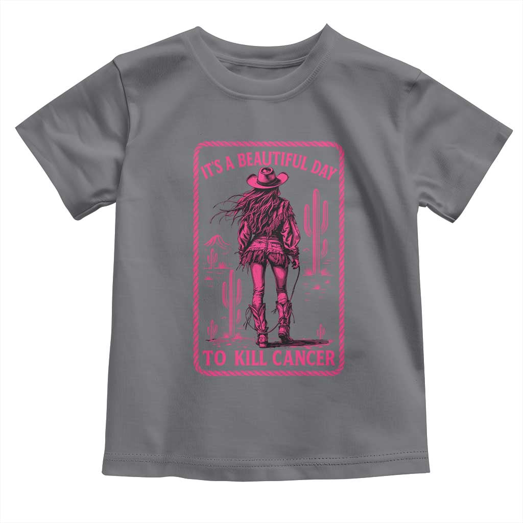 Cowgirl Breast Cancer Toddler T Shirt Beautiful Day To Kill Cancer Vintage Western Pink - Wonder Print Shop