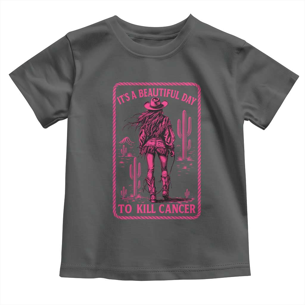Cowgirl Breast Cancer Toddler T Shirt Beautiful Day To Kill Cancer Vintage Western Pink - Wonder Print Shop