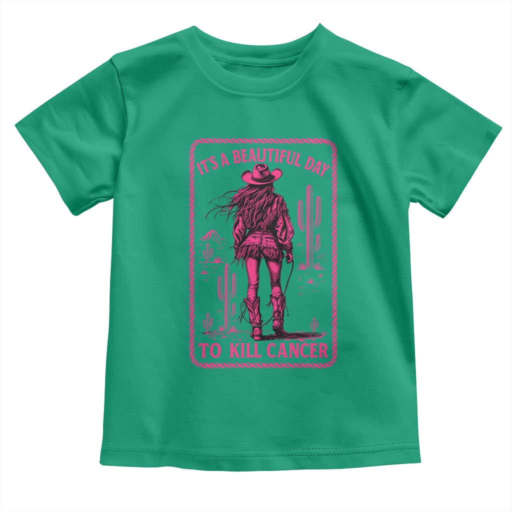 Cowgirl Breast Cancer Toddler T Shirt Beautiful Day To Kill Cancer Vintage Western Pink - Wonder Print Shop
