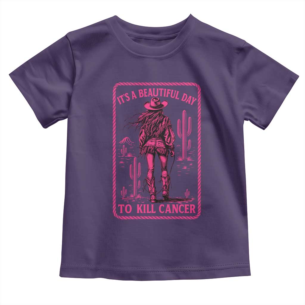 Cowgirl Breast Cancer Toddler T Shirt Beautiful Day To Kill Cancer Vintage Western Pink - Wonder Print Shop