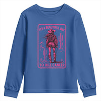 Cowgirl Breast Cancer Youth Sweatshirt Beautiful Day To Kill Cancer Vintage Western Pink - Wonder Print Shop