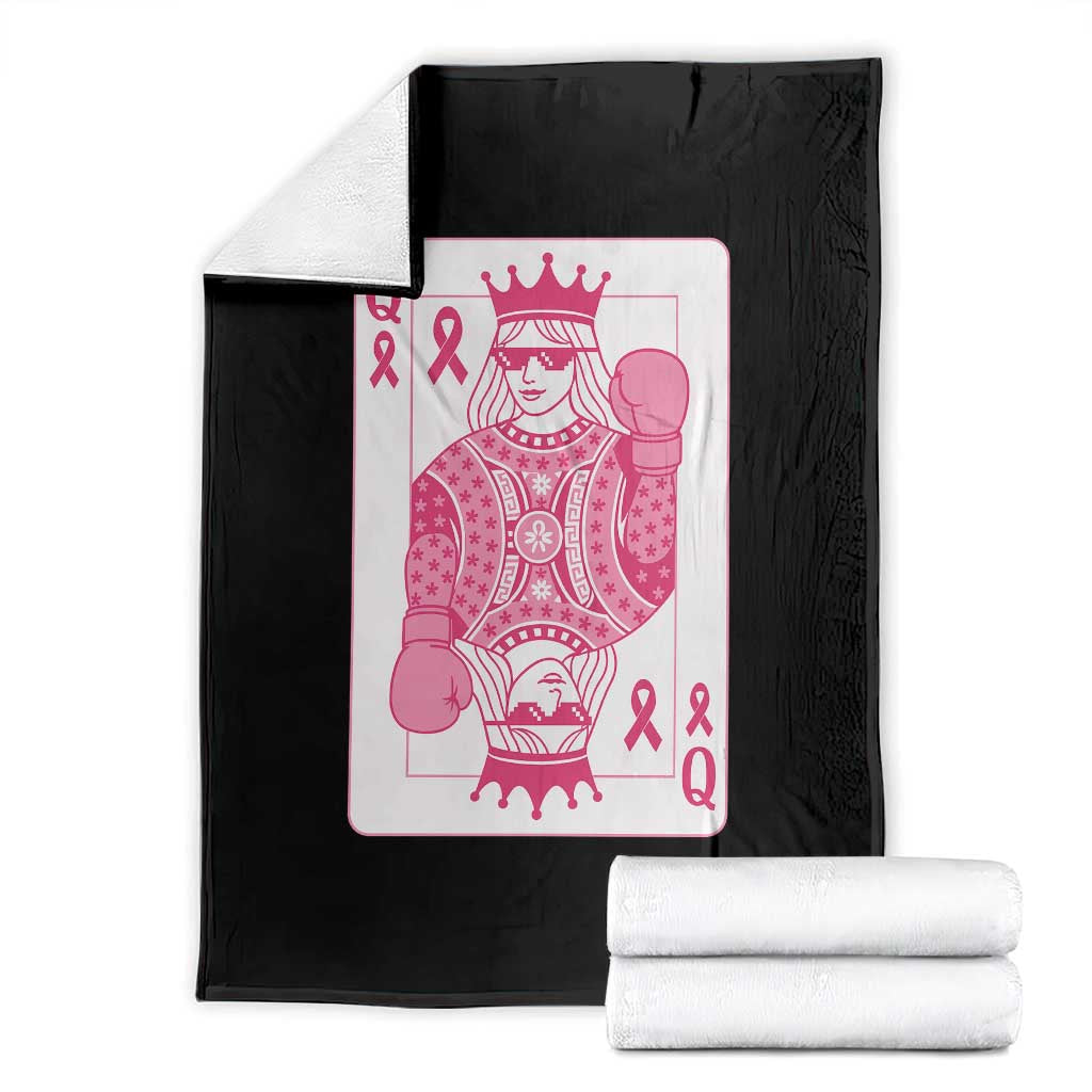 Breast Cancer Awareness Throw Blanket Queen Of Pink Ribbon Blackjack Cards Poker - Wonder Print Shop