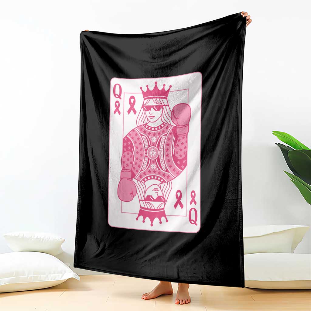 Breast Cancer Awareness Throw Blanket Queen Of Pink Ribbon Blackjack Cards Poker - Wonder Print Shop