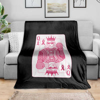 Breast Cancer Awareness Throw Blanket Queen Of Pink Ribbon Blackjack Cards Poker - Wonder Print Shop