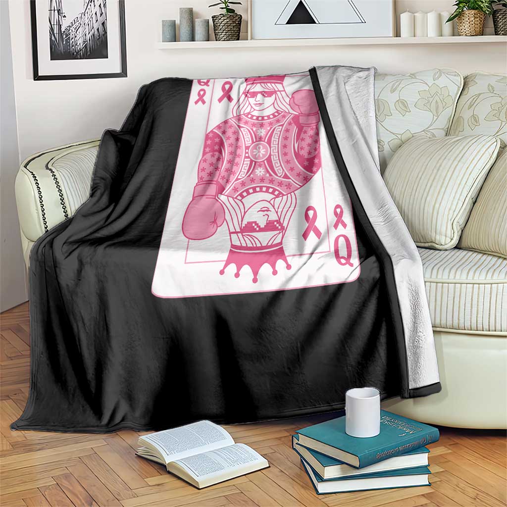 Breast Cancer Awareness Throw Blanket Queen Of Pink Ribbon Blackjack Cards Poker - Wonder Print Shop