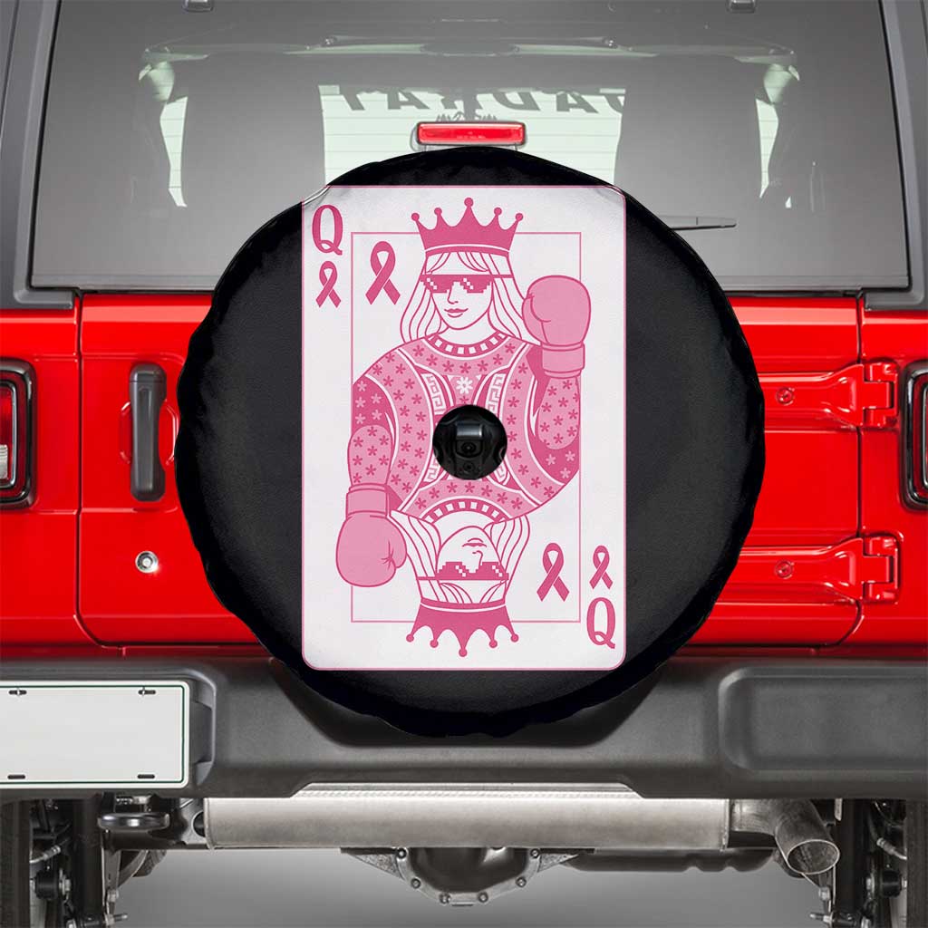 Breast Cancer Awareness Spare Tire Cover Queen Of Pink Ribbon Blackjack Cards Poker - Wonder Print Shop