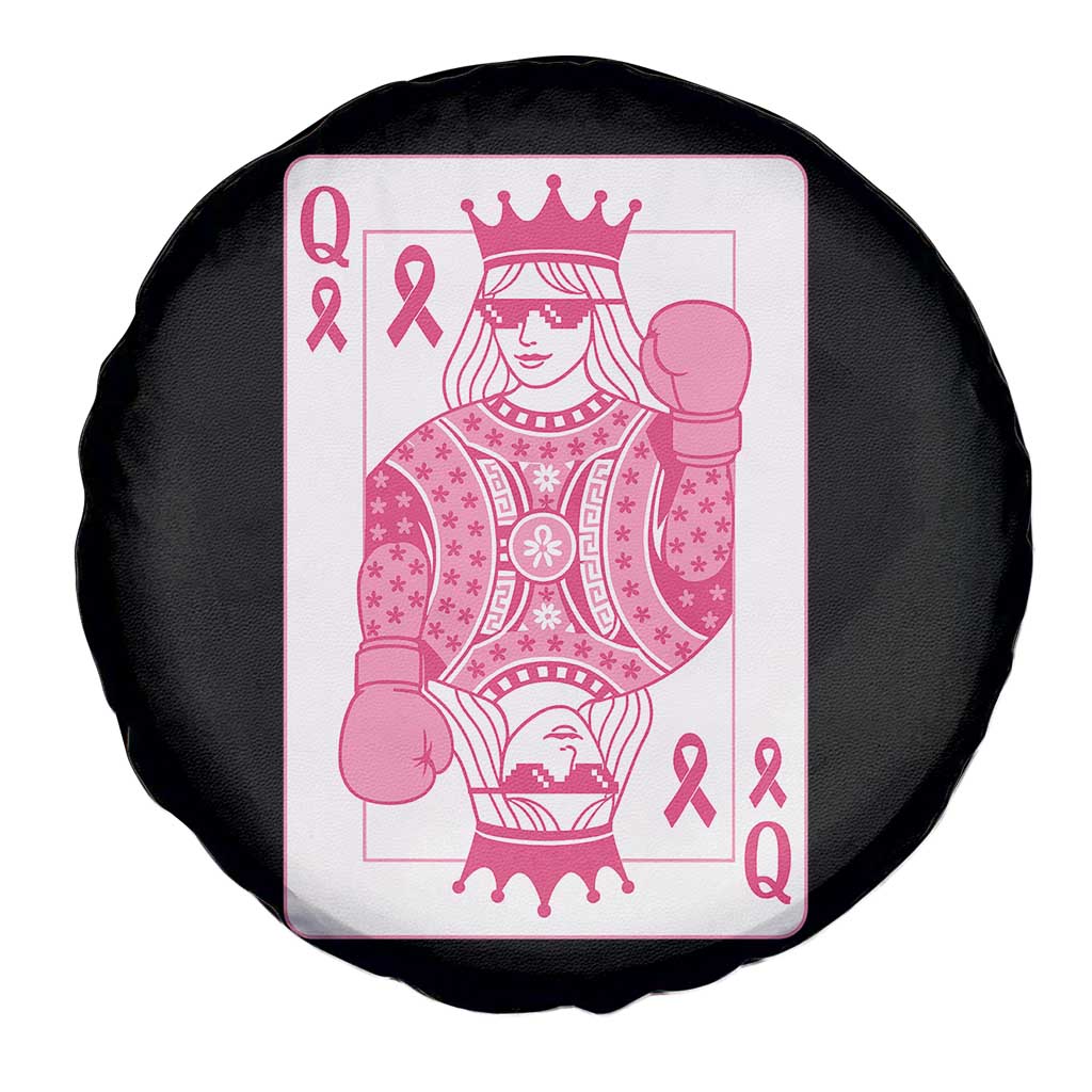 Breast Cancer Awareness Spare Tire Cover Queen Of Pink Ribbon Blackjack Cards Poker - Wonder Print Shop