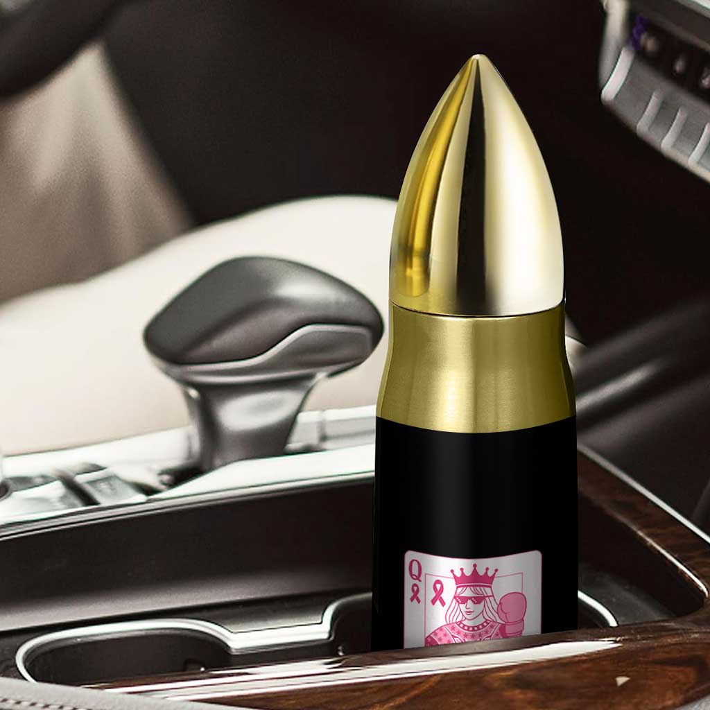 Breast Cancer Awareness Bullet Tumbler Queen Of Pink Ribbon Blackjack Cards Poker - Wonder Print Shop