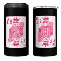 Breast Cancer Awareness 4 in 1 Can Cooler Tumbler Queen Of Pink Ribbon Blackjack Cards Poker - Wonder Print Shop