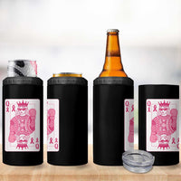 Breast Cancer Awareness 4 in 1 Can Cooler Tumbler Queen Of Pink Ribbon Blackjack Cards Poker - Wonder Print Shop