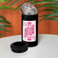 Breast Cancer Awareness 4 in 1 Can Cooler Tumbler Queen Of Pink Ribbon Blackjack Cards Poker - Wonder Print Shop
