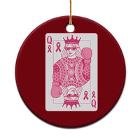 Breast Cancer Awareness Ceramic Ornament Queen Of Pink Ribbon Blackjack Cards Poker - Wonder Print Shop