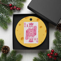 Breast Cancer Awareness Ceramic Ornament Queen Of Pink Ribbon Blackjack Cards Poker - Wonder Print Shop
