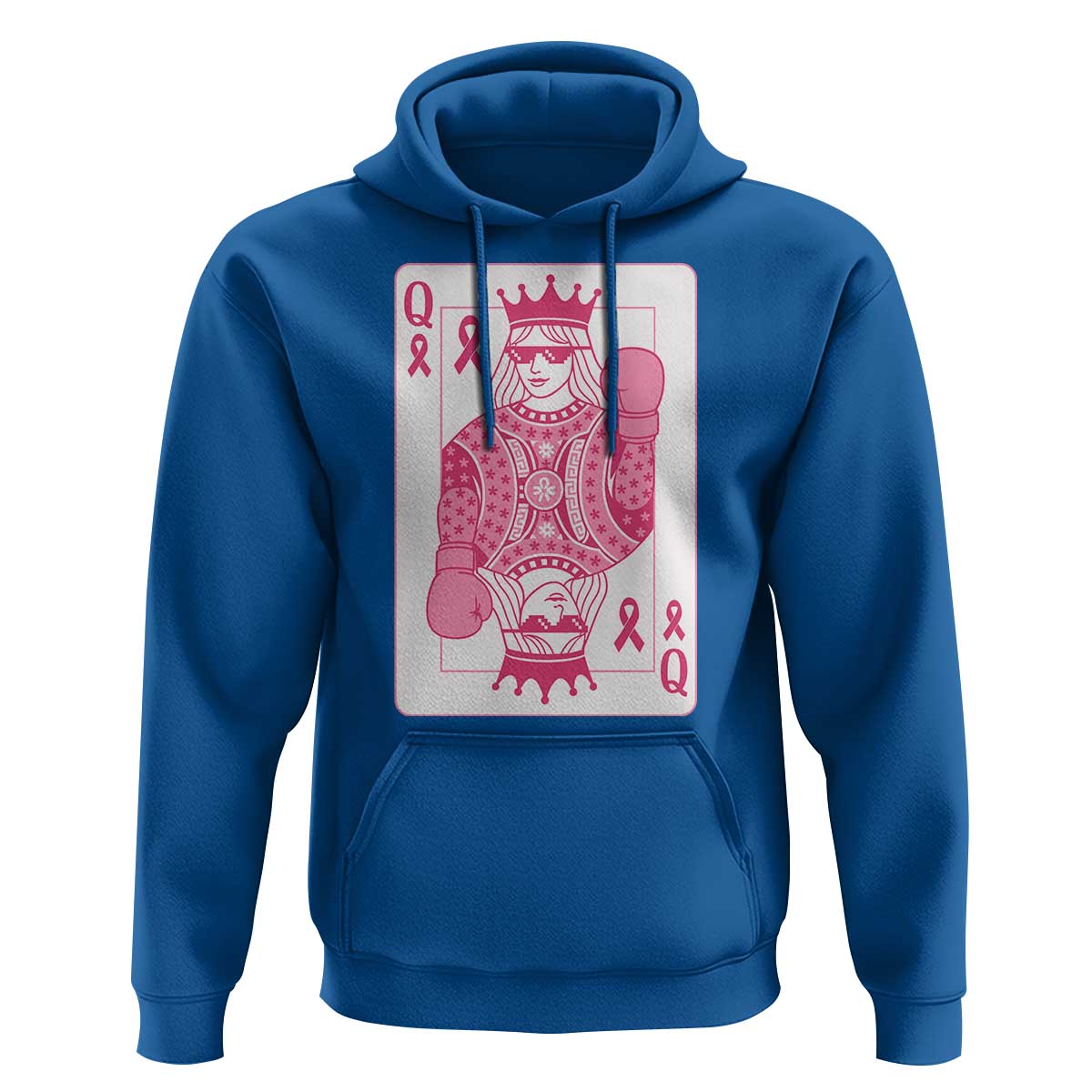 Breast Cancer Awareness Hoodie Queen Of Pink Ribbon Blackjack Cards Poker - Wonder Print Shop