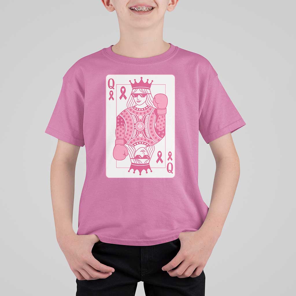 Breast Cancer Awareness T Shirt For Kid Queen Of Pink Ribbon Blackjack Cards Poker - Wonder Print Shop