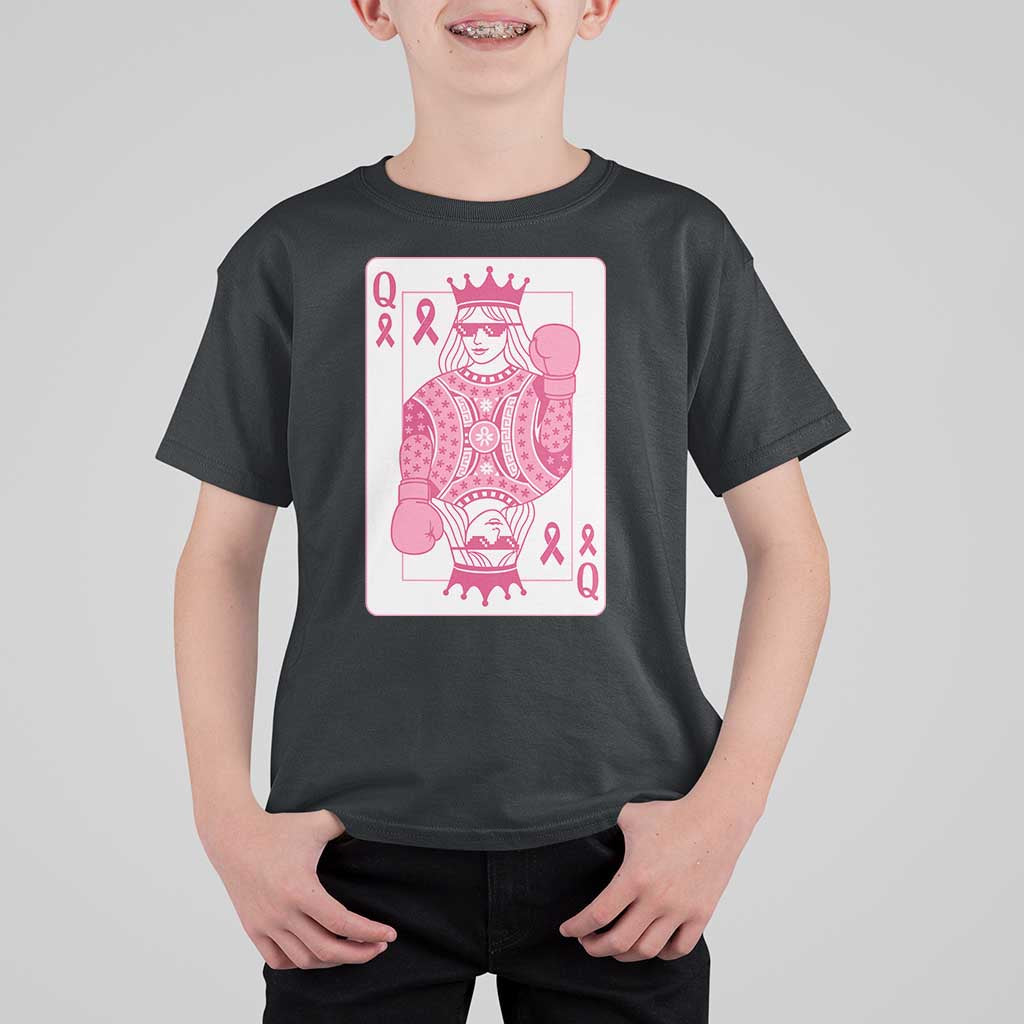 Breast Cancer Awareness T Shirt For Kid Queen Of Pink Ribbon Blackjack Cards Poker - Wonder Print Shop