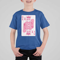 Breast Cancer Awareness T Shirt For Kid Queen Of Pink Ribbon Blackjack Cards Poker - Wonder Print Shop