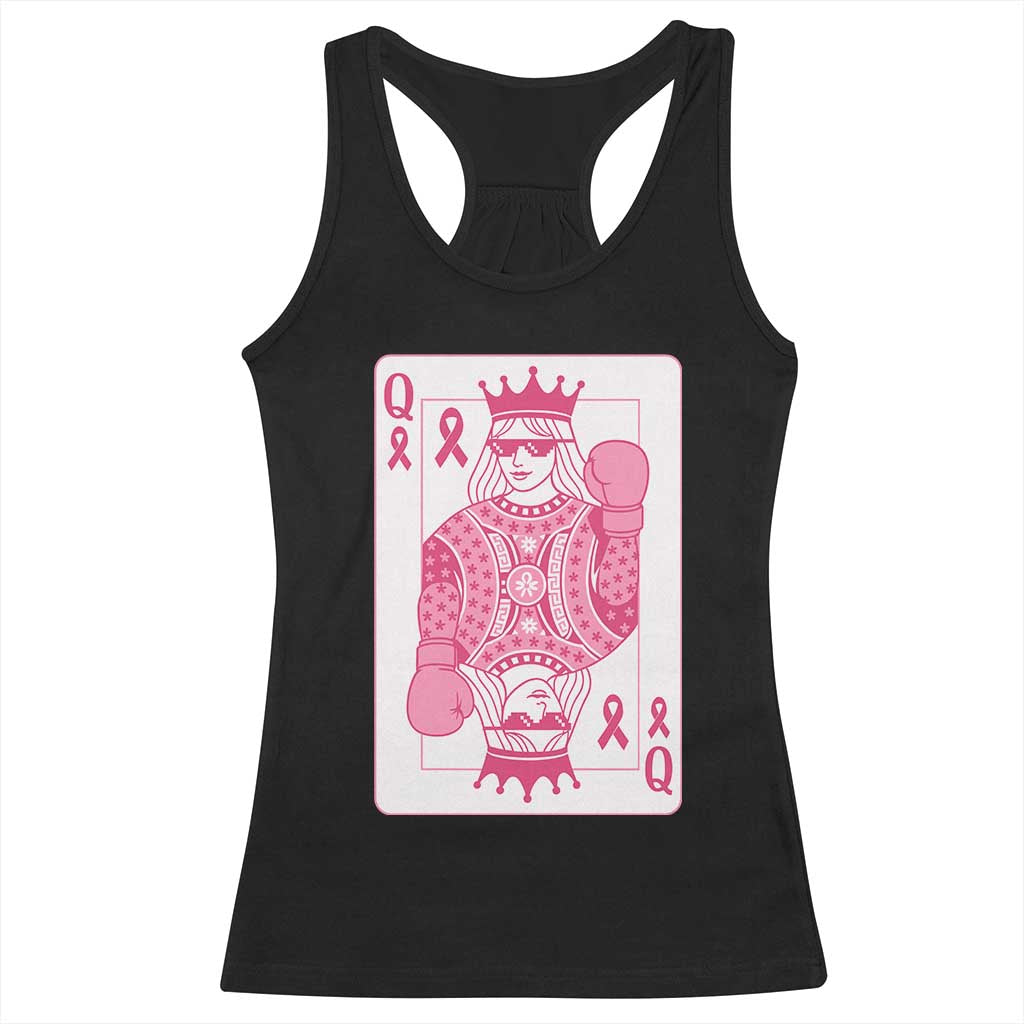 Breast Cancer Awareness Racerback Tank Top Queen Of Pink Ribbon Blackjack Cards Poker - Wonder Print Shop
