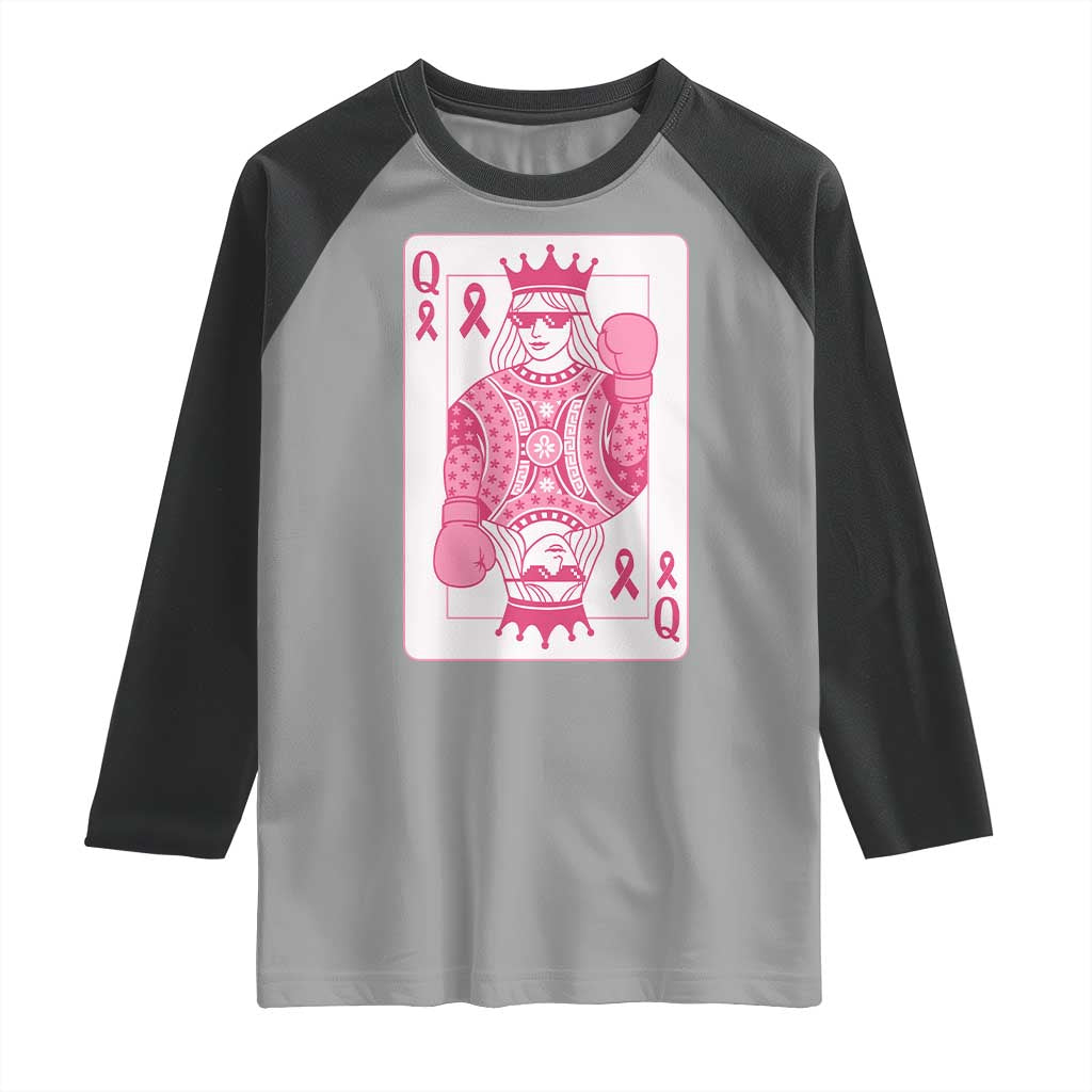 Breast Cancer Awareness Raglan Shirt Queen Of Pink Ribbon Blackjack Cards Poker - Wonder Print Shop