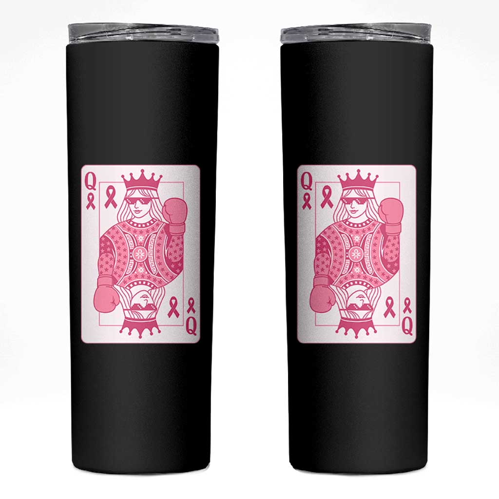 Breast Cancer Awareness Skinny Tumbler Queen Of Pink Ribbon Blackjack Cards Poker - Wonder Print Shop