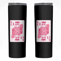 Breast Cancer Awareness Skinny Tumbler Queen Of Pink Ribbon Blackjack Cards Poker - Wonder Print Shop