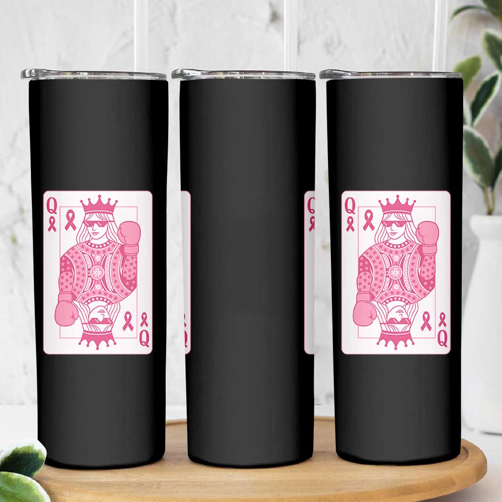 Breast Cancer Awareness Skinny Tumbler Queen Of Pink Ribbon Blackjack Cards Poker - Wonder Print Shop