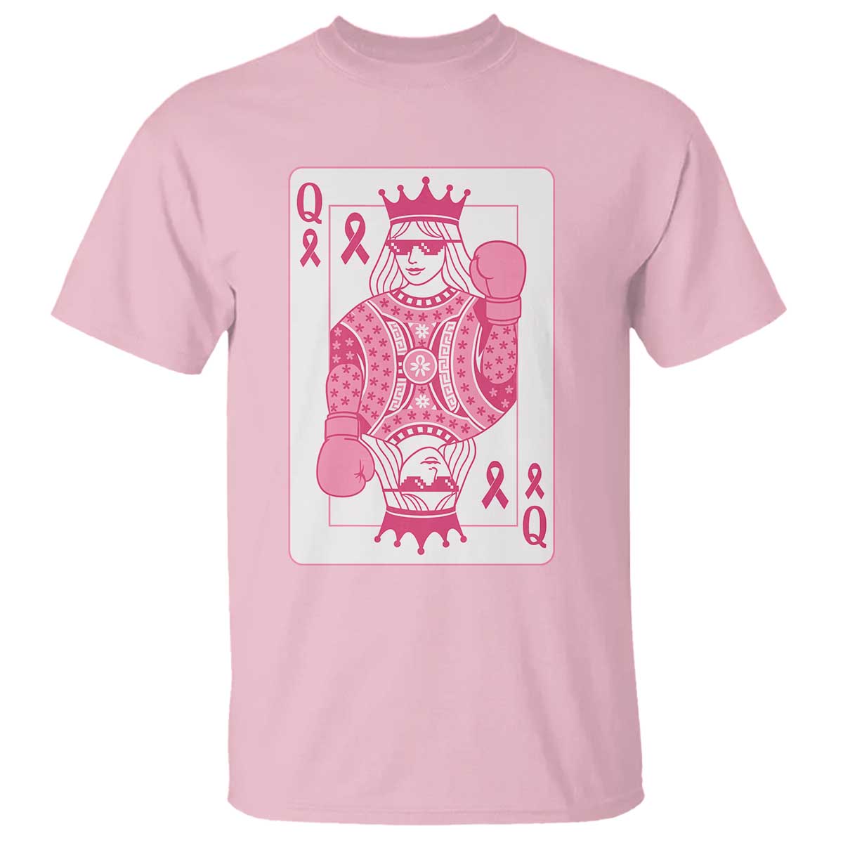 Breast Cancer Awareness T Shirt Queen Of Pink Ribbon Blackjack Cards Poker - Wonder Print Shop