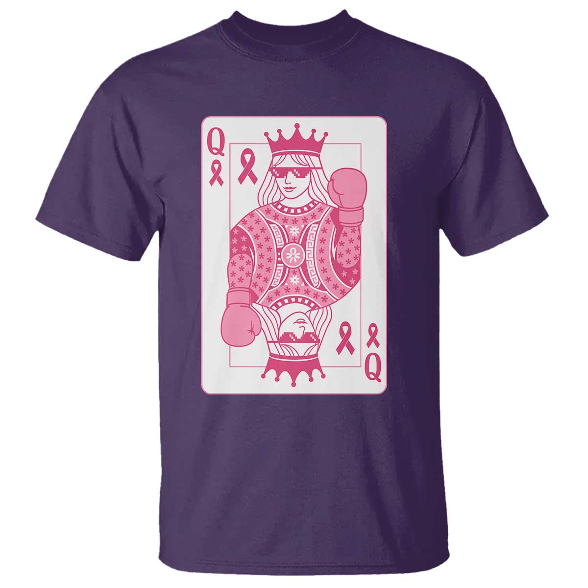 Breast Cancer Awareness T Shirt Queen Of Pink Ribbon Blackjack Cards Poker - Wonder Print Shop