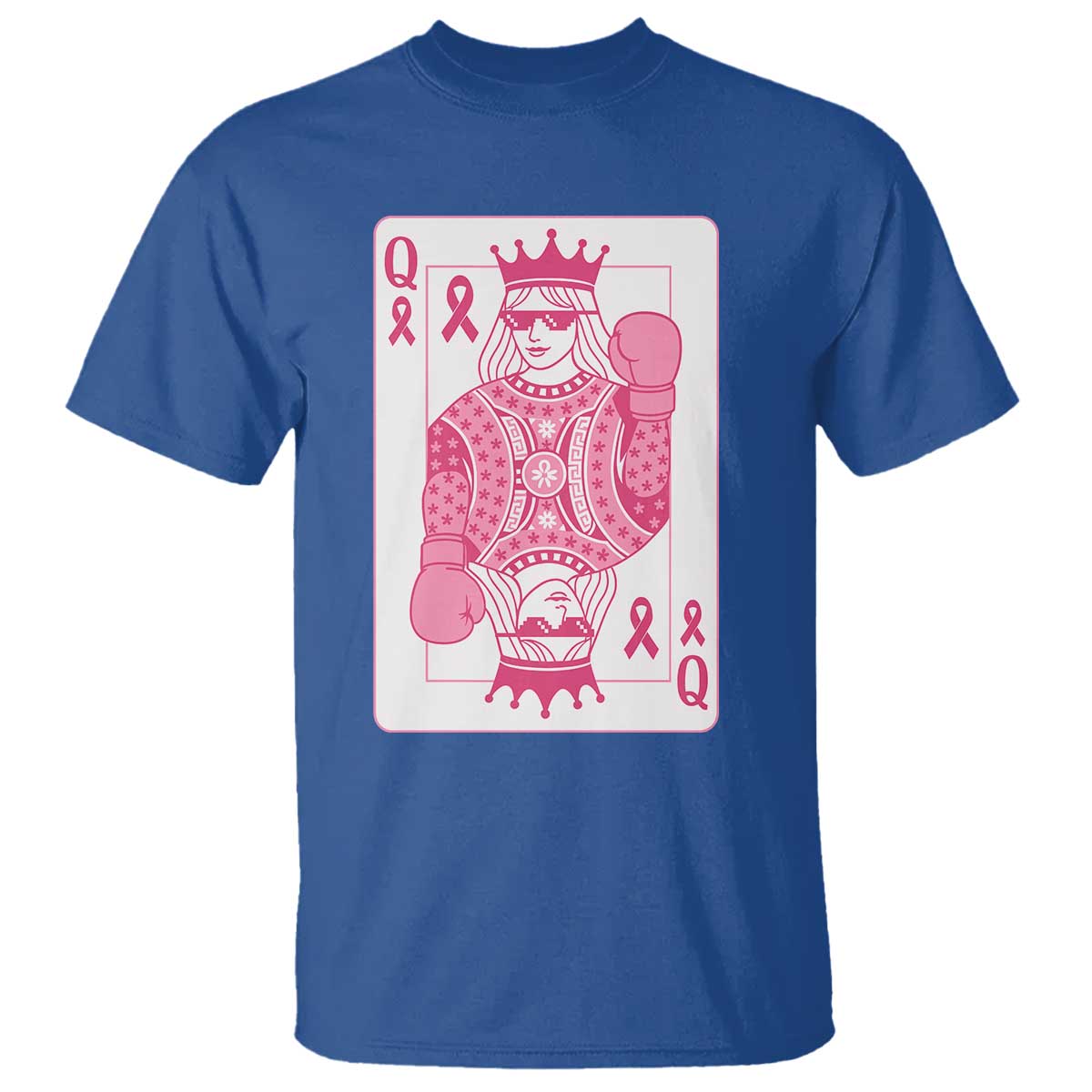 Breast Cancer Awareness T Shirt Queen Of Pink Ribbon Blackjack Cards Poker - Wonder Print Shop