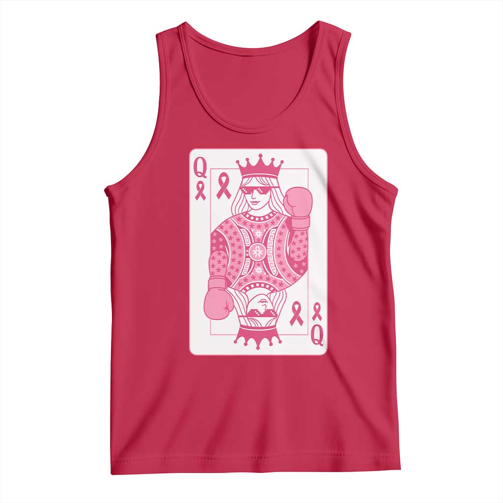 Breast Cancer Awareness Tank Top Queen Of Pink Ribbon Blackjack Cards Poker - Wonder Print Shop