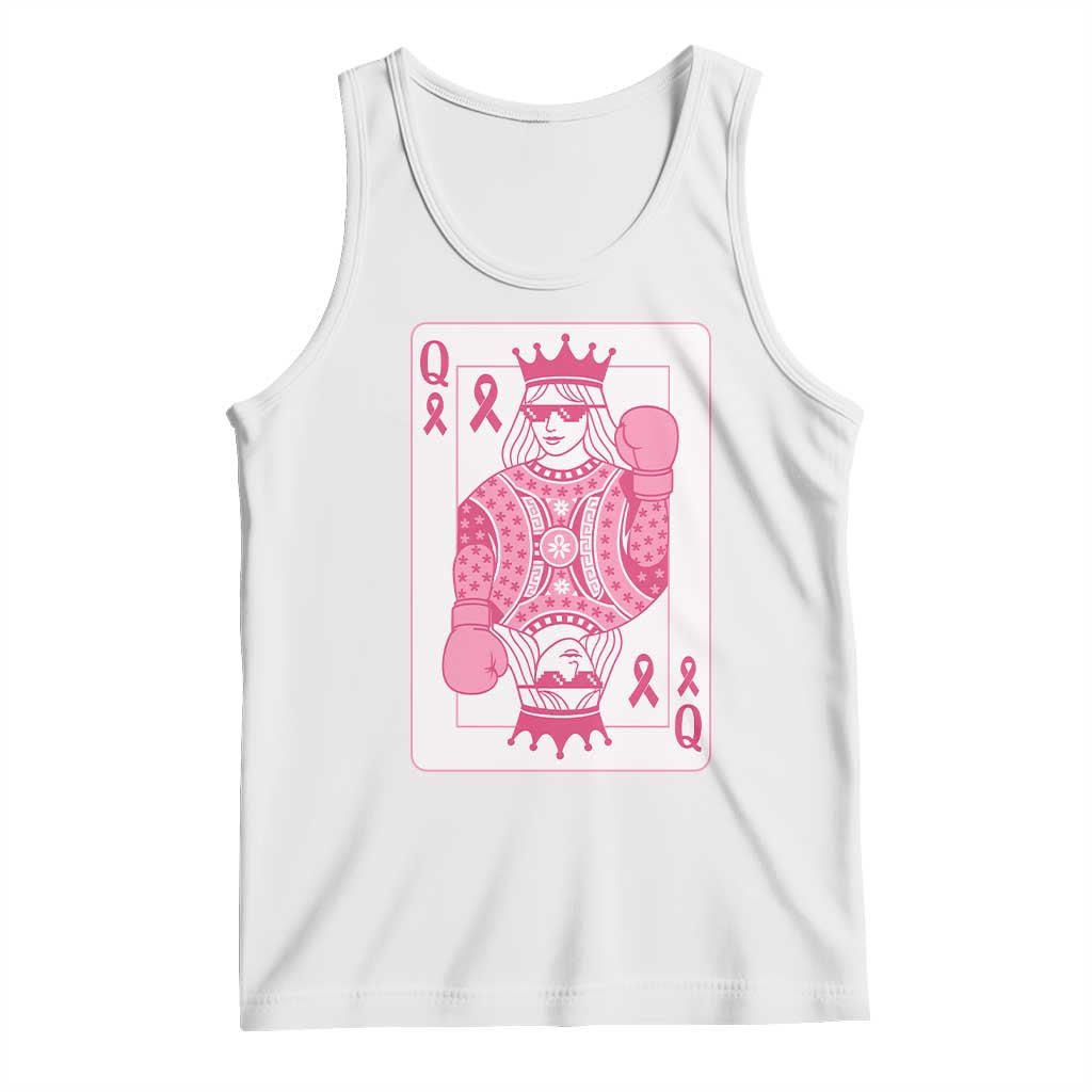 Breast Cancer Awareness Tank Top Queen Of Pink Ribbon Blackjack Cards Poker - Wonder Print Shop