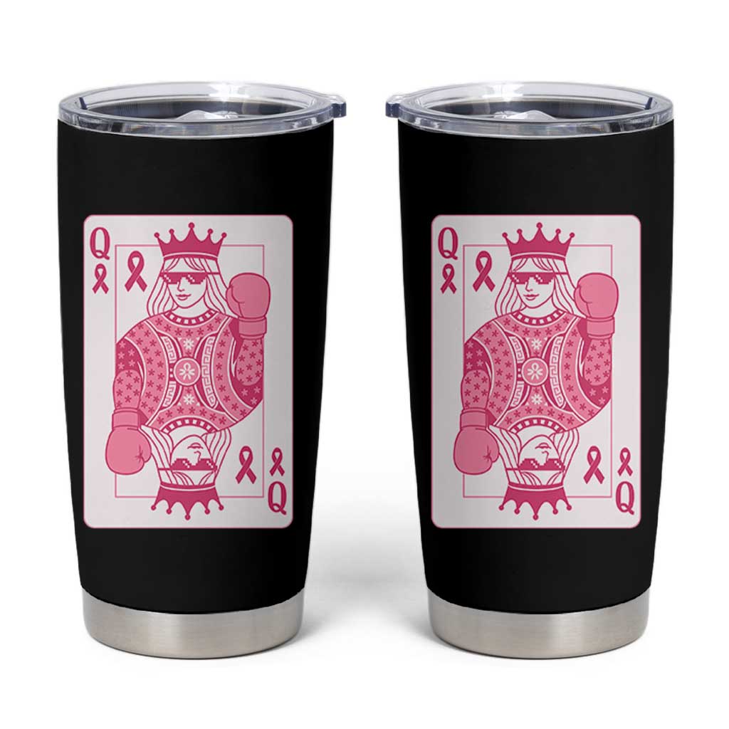 Breast Cancer Awareness Tumbler Cup Queen Of Pink Ribbon Blackjack Cards Poker - Wonder Print Shop