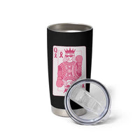 Breast Cancer Awareness Tumbler Cup Queen Of Pink Ribbon Blackjack Cards Poker - Wonder Print Shop