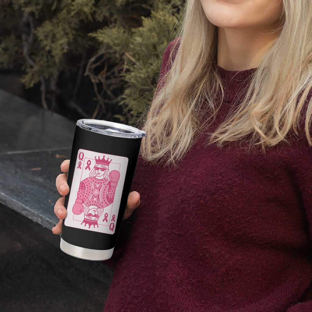 Breast Cancer Awareness Tumbler Cup Queen Of Pink Ribbon Blackjack Cards Poker - Wonder Print Shop