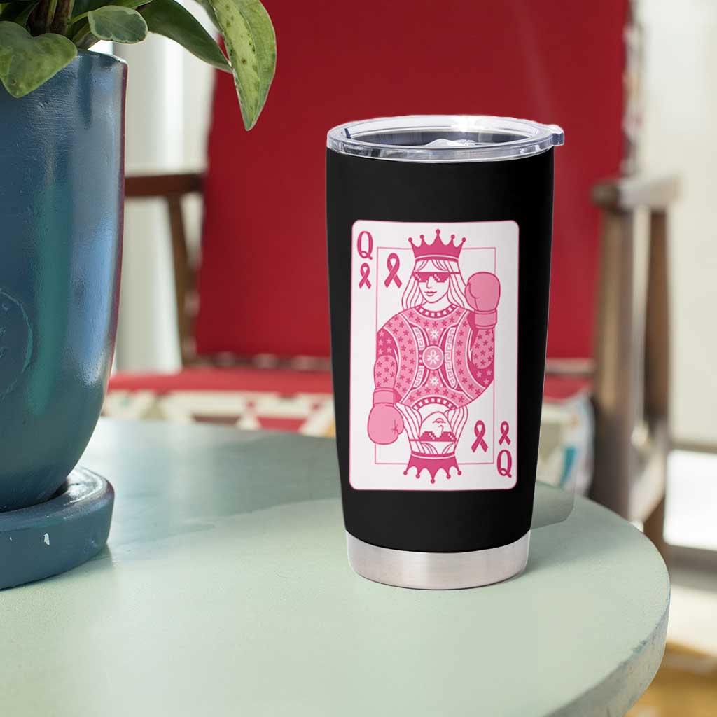 Breast Cancer Awareness Tumbler Cup Queen Of Pink Ribbon Blackjack Cards Poker - Wonder Print Shop