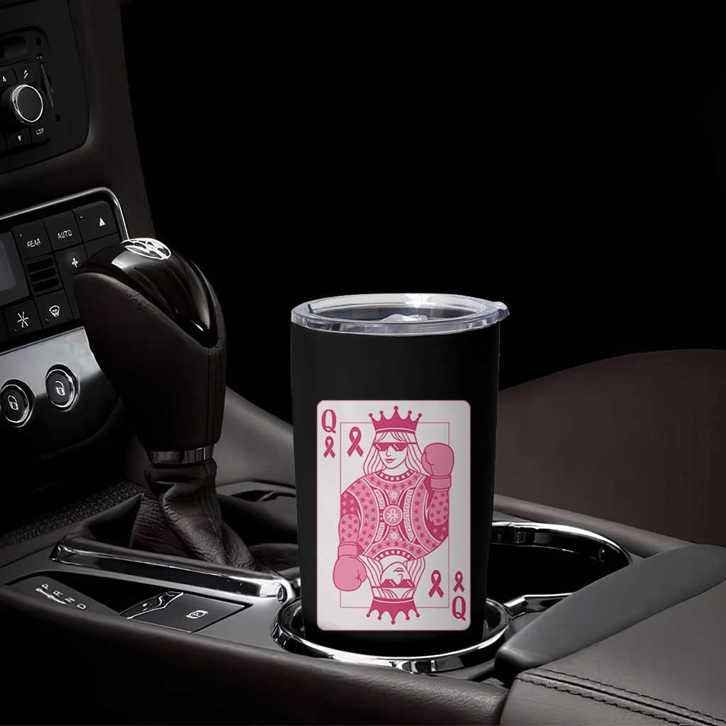 Breast Cancer Awareness Tumbler Cup Queen Of Pink Ribbon Blackjack Cards Poker - Wonder Print Shop