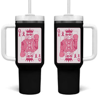 Breast Cancer Awareness Tumbler With Handle Queen Of Pink Ribbon Blackjack Cards Poker - Wonder Print Shop