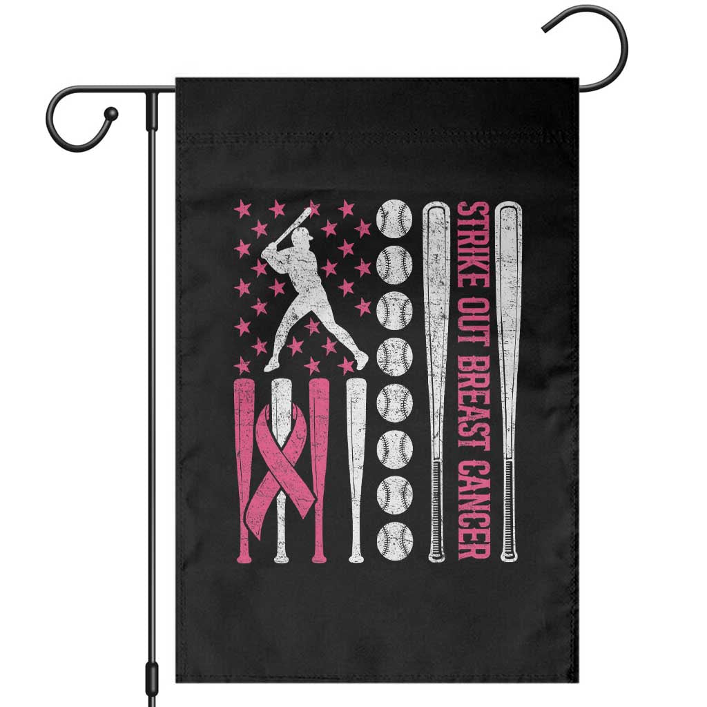 Baseball Breast Cancer Garden Flag Pink Ribbon Strike Out Breast Cancer American Flag - Wonder Print Shop